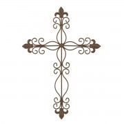 Wall Cross Fleur De Lis Metal