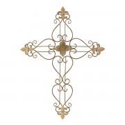 Wall Cross Beige Fleur De Lis Metal