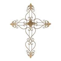 Wall Cross Beige Fleur De Lis Metal Wall Cross Beige Fleur De Lis Metal