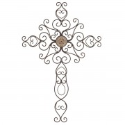 METAL WALL CROSS PATINA BRONZE 25.625" METAL WALL CROSS PATINA BRONZE 25.625"