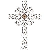 METAL WALL CROSS PATINA BRONZE 25.625" METAL WALL CROSS PATINA BRONZE 25.625"