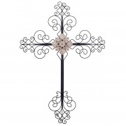 BLACK METAL WALL CROSS 25"H
