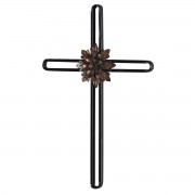 Wall Cross With Flower Metal 17h