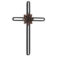 Wall Cross With Flower Metal 17h Wall Cross With Flower Metal 17h