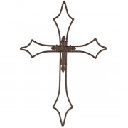 Wall Cross On Cross Brown Metal 19.75H
