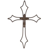 Wall Cross On Cross Brown Metal 19.75H