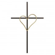 Black Metal Wall Cross 20" Open Heart