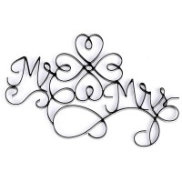 2pk -Mr. & Mrs. Wire Wall Plaque - (Pack of 2)