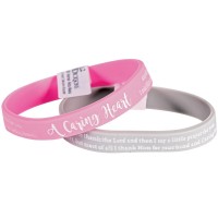 24pk - Silicone Bracelet CARING HEART 2 Assorted 7/16" - (Pack of 24)