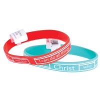 24pk - Silicone Bracelet Philippians 4:13 2 Assorted 7/16" - (Pack of 24)