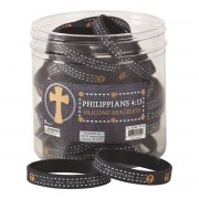 24pk - Silicone Bracelet I CAN DO PH 4:13 2 Assorted 7/16" - (Pack of 24) 24pk - Silicone Bracelet I CAN DO PH 4:13 2 Assorted 7/16" - (Pack of 24)