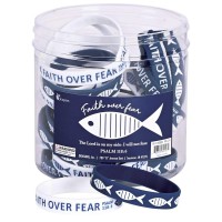 24pk -Bracelet Silicone Fish Faith Over Fear - (Pack of 24)