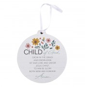 3pk -Ornament Child Of God Girl Floral Wood - Pack of 3