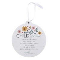 3pk -Ornament Child Of God Girl Floral Wood - Pack of 3
