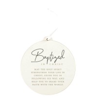 3pk -Ornament Baptized In Christ White MDFPack of 3