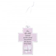 3pk -Ornament Cross Pink For This Child - Pack of 3