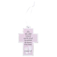 3pk -Ornament Cross Pink For This Child - Pack of 3 3pk -Ornament Cross Pink For This Child - Pack of 3