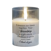 2pk -LED Candle I Treasure Our Times 4in Grey - (Pack of 2)