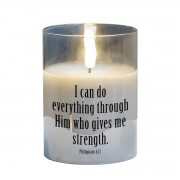 2pk -LED Candle I Can Do Phil 4:13 4in Gray - (Pack of 2) 2pk -LED Candle I Can Do Phil 4:13 4in Gray - (Pack of 2)