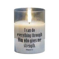 2pk -LED Candle I Can Do Phil 4:13 4in Gray - (Pack of 2)
