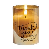 2pk -LED Candle Thank You For Being 4in Gold - (Pack of 2)