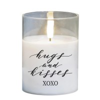 2pk -LED Candle Hugs & Kisses XOXO 4in White - (Pack of 2) 2pk -LED Candle Hugs & Kisses XOXO 4in White - (Pack of 2)