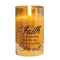 2pk -LED Candle Faith Is Not Believing 5in - (Pack of 2)