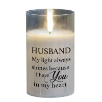 2pk -LED Candle Husband, My Light Always 5in - (Pack of 2)