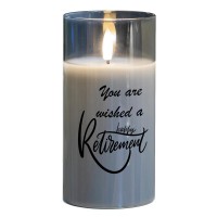 2pk -LED Candle Happy Retirement 6in Grey - (Pack of 2)