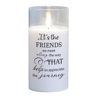 2pk -LED Candle The Friends We Meet 6in White - (Pack of 2)
