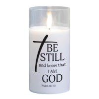 2pk -LED Candle Be Still & Ps.46:10 6in White - (Pack of 2) 2pk -LED Candle Be Still & Ps.46:10 6in White - (Pack of 2)