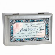 PETITE MUSIC BOX JEWELED GOD BLESS WITH