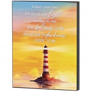 2pk -Wall Plaque Lighthouse John 12:46 - (Pack of 2)