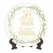 2pk -PLATE 50 YEARS AGO PORC 6" W/ STAND - (Pack of 2)