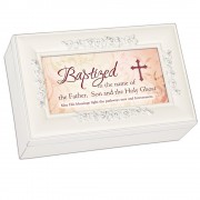 PETITE MUSIC BOX BAPTIZED IVORY CROSS
