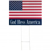 3pk -Yard Sign God Bless America Flag - Pack of 3
