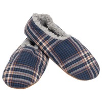2pk -Men's Navy Plaid Non-Slip Indoor Slipper - (Pack of 2)