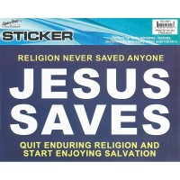 6pk -WINDOW STICKER JESUS SAVES MYLAR - Pack of 6 6pk -WINDOW STICKER JESUS SAVES MYLAR - Pack of 6