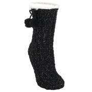2pk -Women's Black Pom-Pom Slipper Socks - (Pack of 2)
