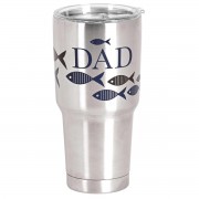 2pk -Tumbler Silver Fish Dad 30 Oz - (Pack of 2) 2pk -Tumbler Silver Fish Dad 30 Oz - (Pack of 2)