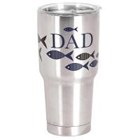 2pk -Tumbler Silver Fish Dad 30 Oz - (Pack of 2) 2pk -Tumbler Silver Fish Dad 30 Oz - (Pack of 2)