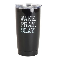 2pk -Tumbler Wake Pray Slay Black 20 oz - (Pack of 2)