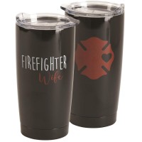 2pk -TUMBLER FIREFIGHTER WIFE BLACK 20 OZ - (Pack of 2)