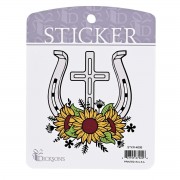 6pk -Sticker Horseshoe Cross And Sunflowers - Pack of 6 6pk -Sticker Horseshoe Cross And Sunflowers - Pack of 6