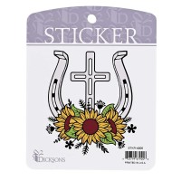 6pk -Sticker Horseshoe Cross And Sunflowers - Pack of 6