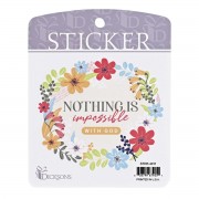 6pk -Sticker Nothing Is Impossible With God - Pack of 6