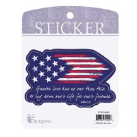 6pk -Sticker Patriotic Flag No Greater Love - Pack of 6