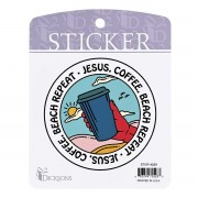 6pk -Sticker Jesus Coffee Beach Repeat - Pack of 6 6pk -Sticker Jesus Coffee Beach Repeat - Pack of 6