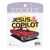 6pk -Sticker Jesus Is My Copilot Red Car - Pack of 6
