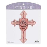 6pk -Sticker Cross Put On Full Armor Of God - Pack of 6